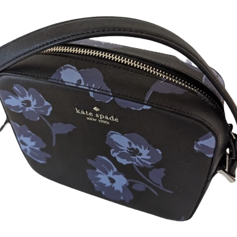 Kate Spade New York Cammie Tossed Poppies Blue Multi K4862 Crossbody Bag